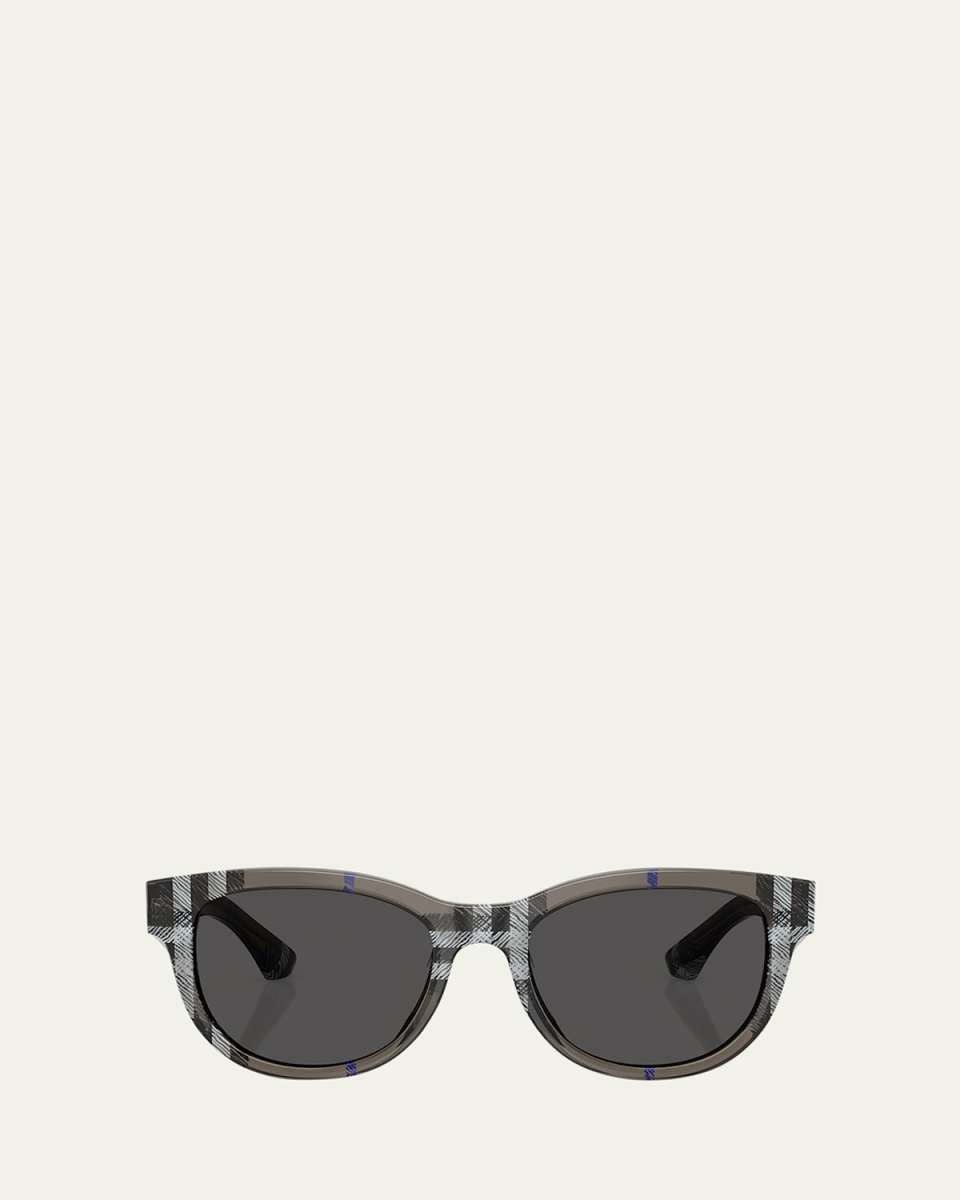 0BE4432U Check Round Sunglasses
